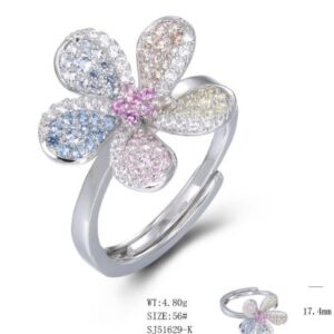 SJ51629, Ladies' Moissanite Ring, S925, Rhodium Plated, White, 5.21g