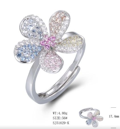 SJ51629, Ladies' Moissanite Ring, S925, Rhodium Plated, White, 5.21g