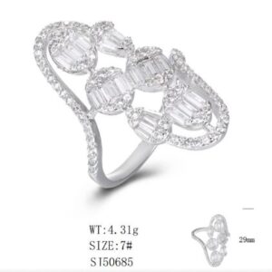 SJ50685, Ladies' Moissanite Ring, S925, Rhodium Plated, White, 4.41g