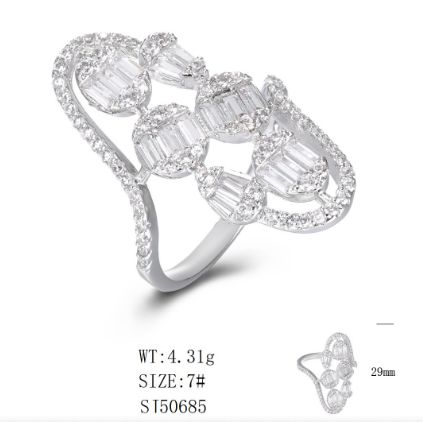 SJ50685, Ladies' Moissanite Ring, S925, Rhodium Plated, White, 4.41g