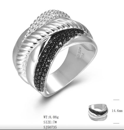 SJ50735, Ladies' Moissanite Ring, S925, Rhodium Plated, White, 8.46g