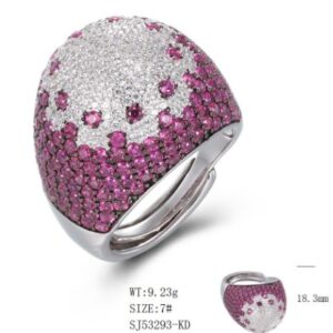 SJ53293-C, Ladies' Moissanite Ring, S925, Rhodium + Black Rhodium Plated, Silver, 9.95g
