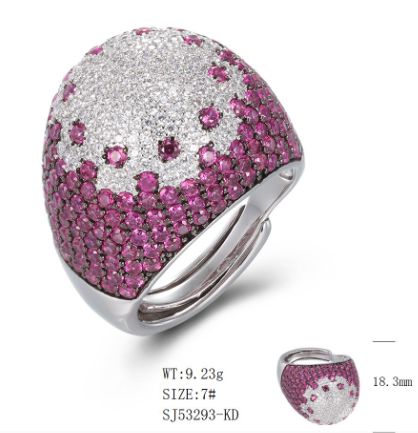 SJ53293-C, Ladies' Moissanite Ring, S925, Rhodium + Black Rhodium Plated, Silver, 9.95g
