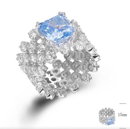 SJ01226, Ladies' Moissanite Ring, S925, Rhodium Plated, White, 12.53g
