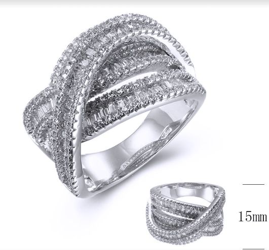 SJ38562, Ladies' Moissanite Ring, S925, Rhodium Plated, White, 9.67g