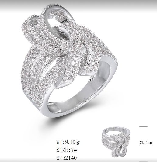 SJ52140, Ladies' Moissanite Ring, S925, Rhodium Plated, White, 9.53g