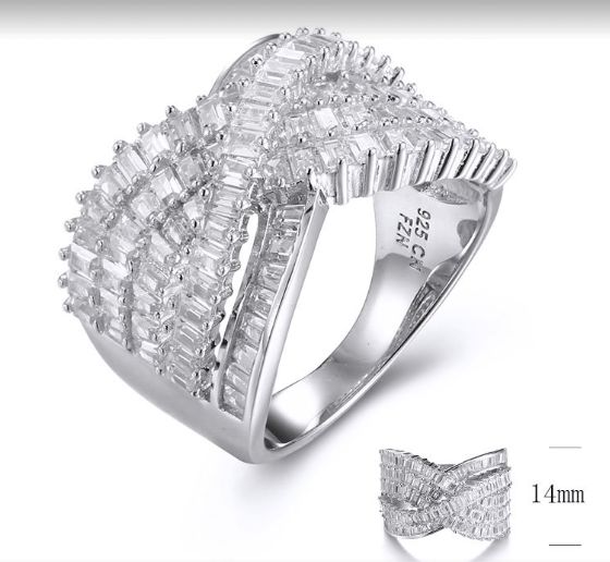SJ31674, Ladies' Moissanite Ring, S925, Rhodium Plated, White, 7.23g