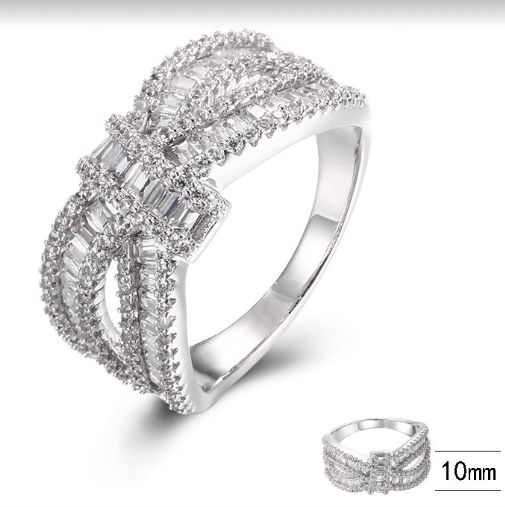 SJ40265, Ladies' Moissanite Ring, S925, Rhodium Plated, White, 5.16g