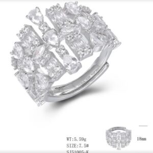 SJ51005, Ladies' Moissanite Ring, S925, Rhodium Plated, White, 6.24g