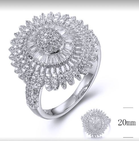 SJ35800, Ladies' Moissanite Ring, S925, Rhodium Plated, White, 4.42g