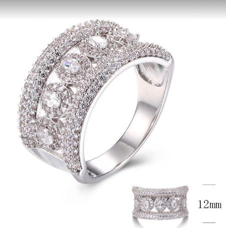 SJ30048, Ladies' Moissanite Ring, S925, Rhodium Plated, White, 5.1g