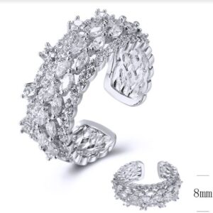 SJ39629, Ladies' Moissanite Ring, S925, Rhodium Plated, White, 4.02g