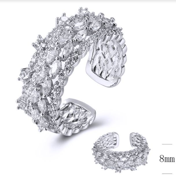 SJ39629, Ladies' Moissanite Ring, S925, Rhodium Plated, White, 4.02g