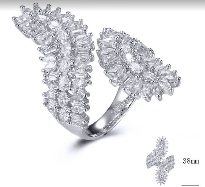 SJ32188, Ladies' Moissanite Ring, S925, Rhodium Plated, White, 7.58g