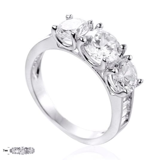 SJ22677, Ladies' Moissanite Ring, S925, Rhodium Plated, White, 4.66g