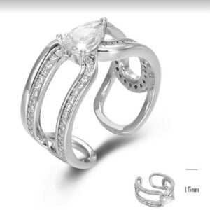 SJ44878, Ladies' Moissanite Ring, S925, Rhodium Plated, White, 4.2g