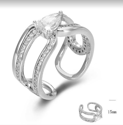 SJ44878, Ladies' Moissanite Ring, S925, Rhodium Plated, White, 4.2g