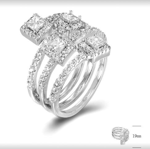 SJ42672, Ladies' Moissanite Ring, S925, Rhodium Plated, White, 6.1g