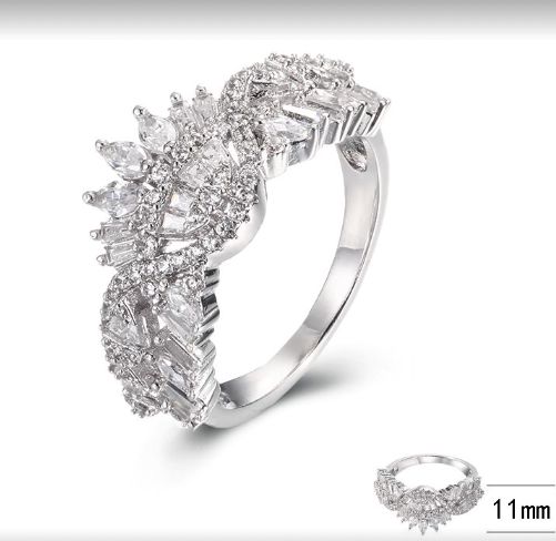 SJ39930, Ladies' Moissanite Ring, S925, Rhodium Plated, White, 3.75g
