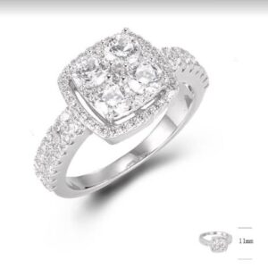 SJ43115, Ladies' Moissanite Ring, S925, Rhodium Plated, White, 4.23g