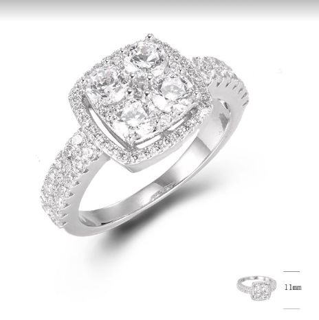 SJ43115, Ladies' Moissanite Ring, S925, Rhodium Plated, White, 4.23g