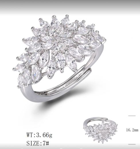 SJ49034, Ladies' Moissanite Ring, S925, Rhodium Plated, White, 3.78g