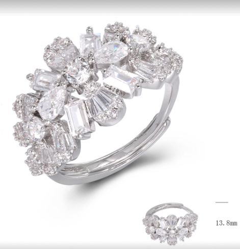 SJ47666, Ladies' Moissanite Ring, S925, Rhodium Plated, White, 3.97g
