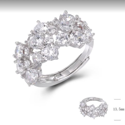 SJ47864, Ladies' Moissanite Ring, S925, Rhodium Plated, White, 5.44g
