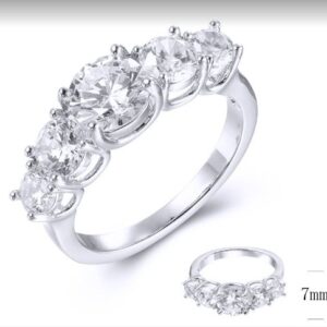 SJ38654, Ladies' Moissanite Ring, S925, Rhodium Plated, White, 3.9g