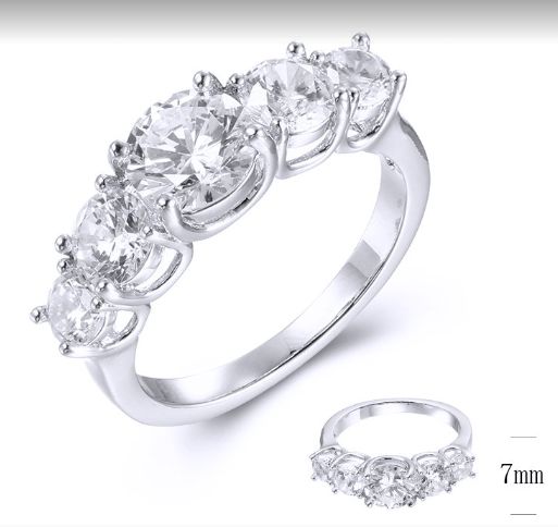 SJ38654, Ladies' Moissanite Ring, S925, Rhodium Plated, White, 3.9g