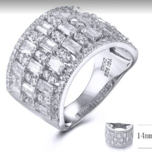 SJ32014, Ladies' Moissanite Ring, S925, Rhodium Plated, White, 7.38g