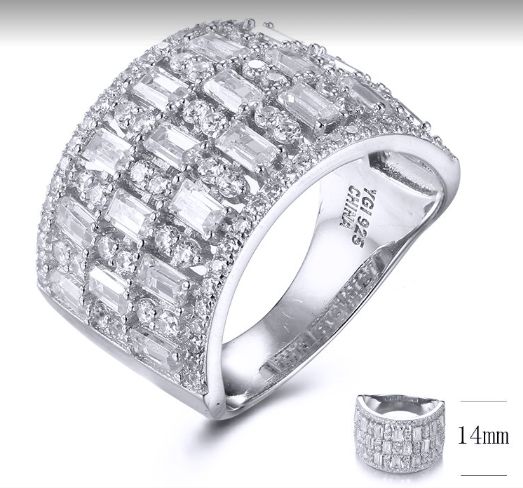 SJ32014, Ladies' Moissanite Ring, S925, Rhodium Plated, White, 7.38g