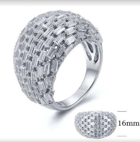 SJ26719, Ladies' Moissanite Ring, S925, Rhodium Plated, White, 9.43g