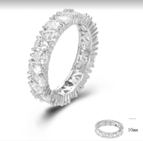 SJ45400, Ladies' Moissanite Ring, S925, Rhodium Plated, White, 3.65g