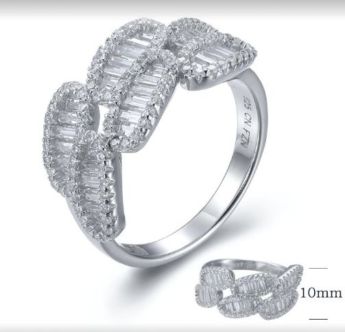 SJ26808, Ladies' Moissanite Ring, S925, Rhodium Plated, White, 4.44g