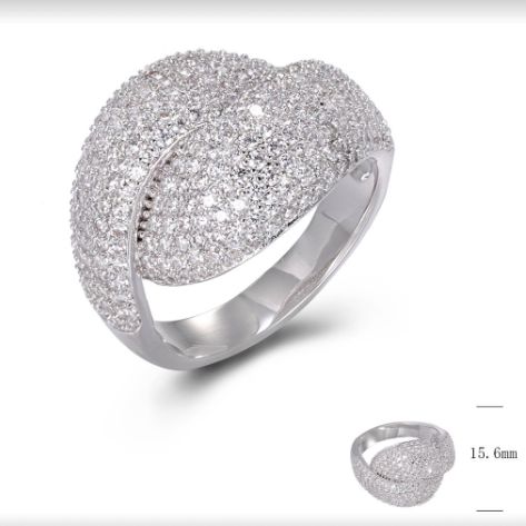 SJ48132, Ladies' Moissanite Ring, S925, Rhodium Plated, White, 5.24g