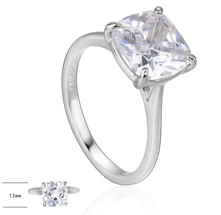 SJ22655, Ladies' Moissanite Ring, S925, Rhodium Plated, White, 3.62g