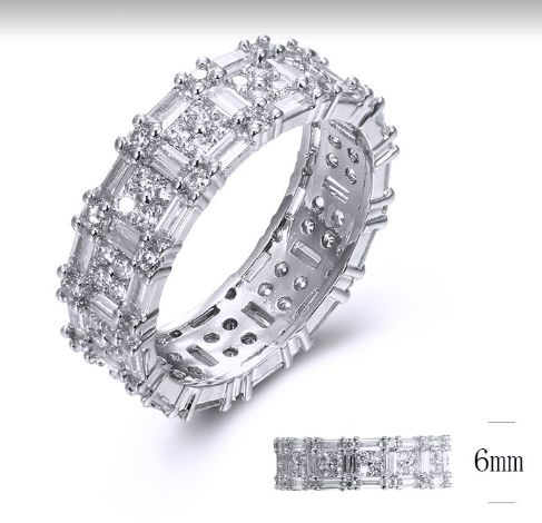 SJ34115, Ladies' Moissanite Ring, S925, Rhodium Plated, White, 3.57g