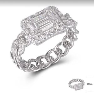 SJ42904, Ladies' Moissanite Ring, S925, Rhodium Plated, White, 4.08g