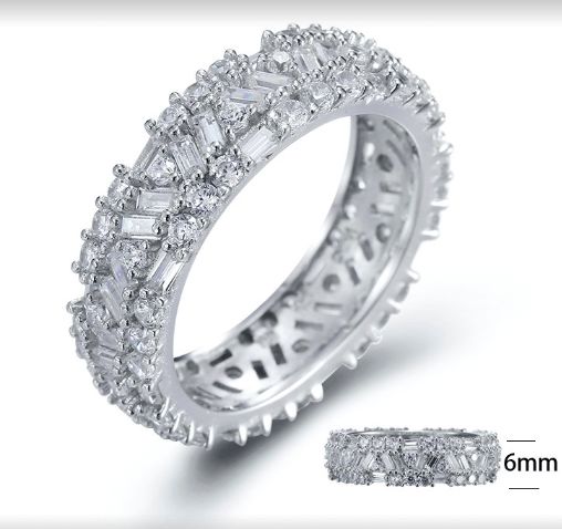 SJ24557, Ladies' Moissanite Ring, S925, Rhodium Plated, White, 4.54g