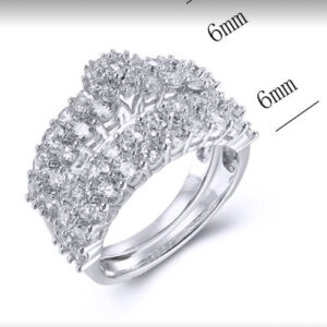 SJ38742-副戒, Ladies' Moissanite Ring, S925, Rhodium Plated, White, 2.79g