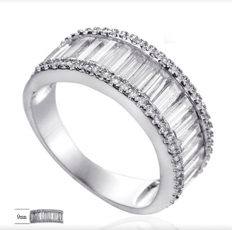 SJ23513, Ladies' Moissanite Ring, S925, Rhodium Plated, White, 4.54g