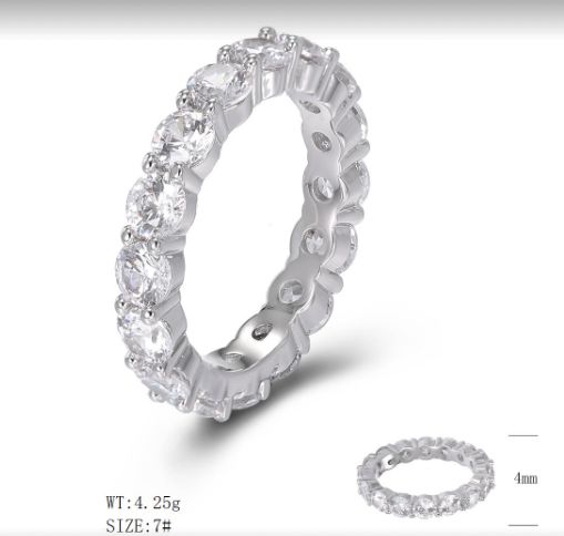 SJ48731, Ladies' Moissanite Ring, S925, Rhodium Plated, White, 4.57g