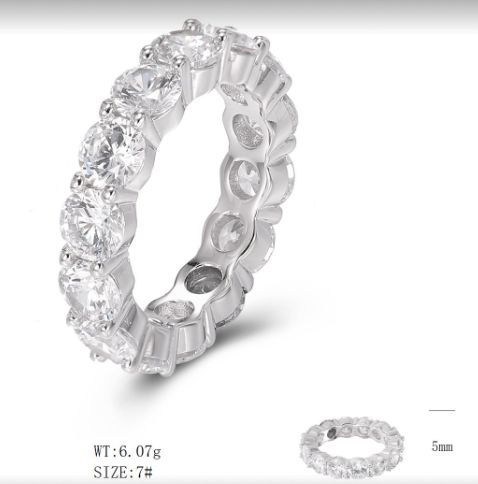 SJ48732, Ladies' Moissanite Ring, S925, Rhodium Plated, White, 6.6g