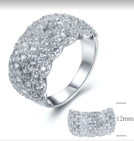 SJ28936, Ladies' Moissanite Ring, S925, Rhodium Plated, White, 5.9g