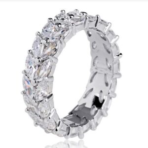 SJ08718, Ladies' Moissanite Ring, S925, Rhodium Plated, White, 4.35g