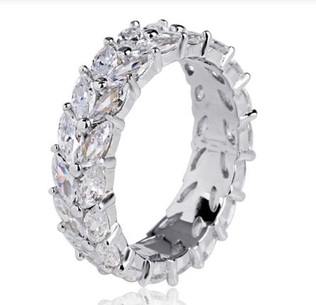 SJ08718, Ladies' Moissanite Ring, S925, Rhodium Plated, White, 4.35g