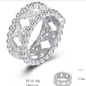 SJ01134, Ladies' Moissanite Ring, S925, Rhodium Plated, White, 7.07g
