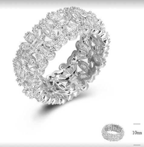 SJ45275, Ladies' Moissanite Ring, S925, Rhodium Plated, White, 5.28g