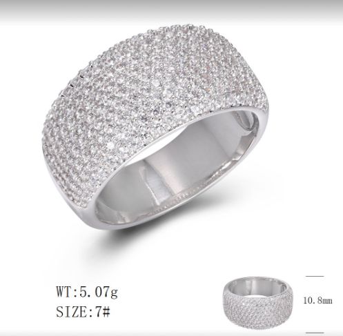 SJ48135, Ladies' Moissanite Ring, S925, Rhodium Plated, White, 5.4g